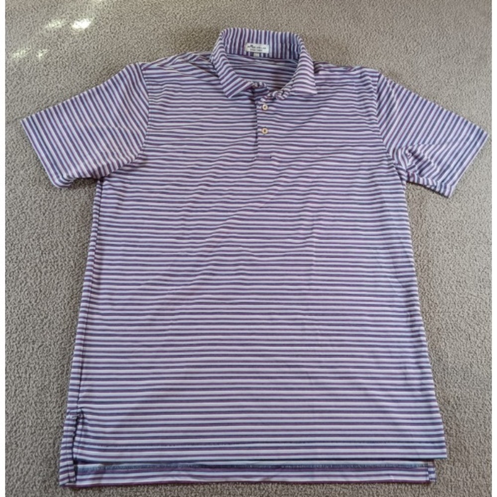Peter Millar Summer Comfort Golf Polo Mens XL Striped Purple White Cottonwood